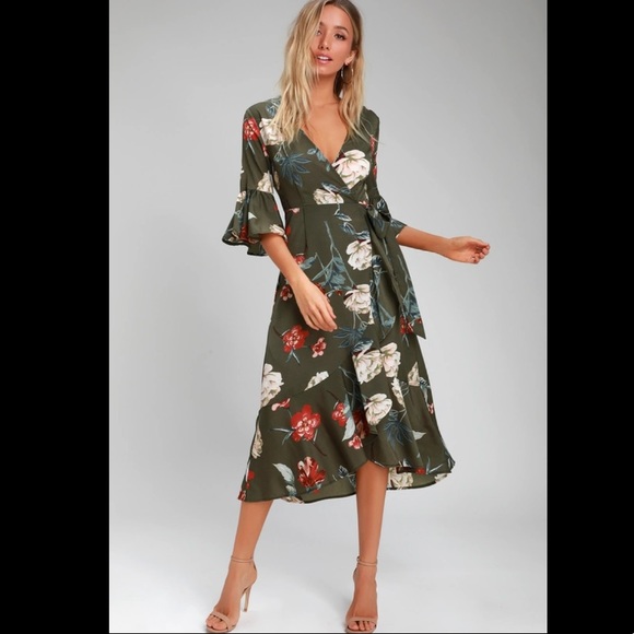 autumn floral midi dress